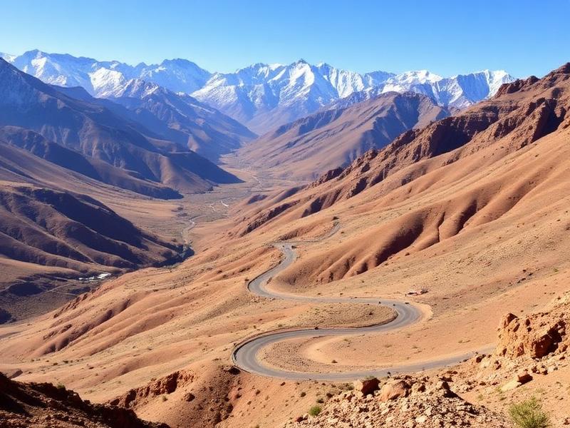 Route sinueuse dans les montagnes de l'Atlas au Maroc