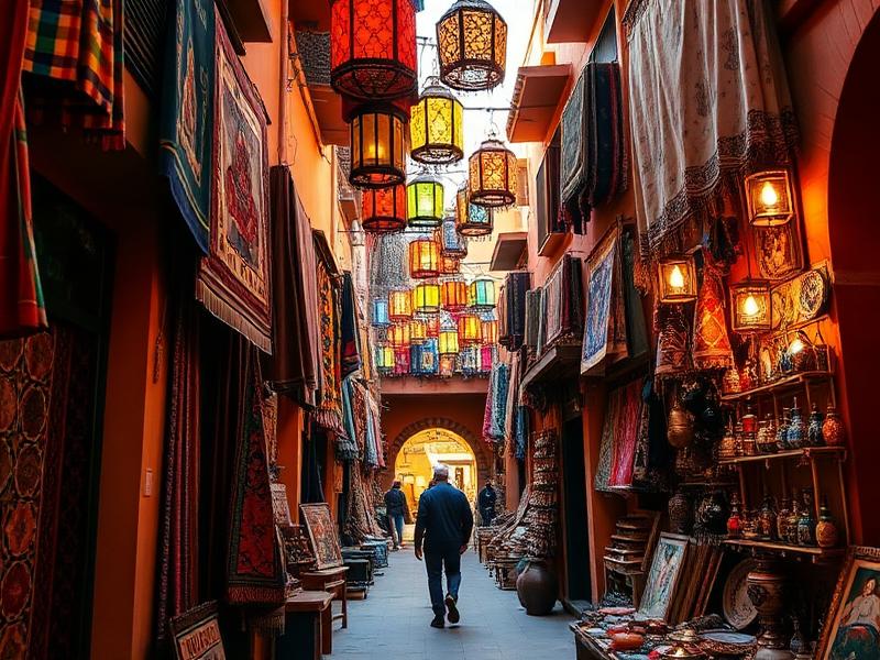 Ruelle colorée du souk de la médina de Marrakech